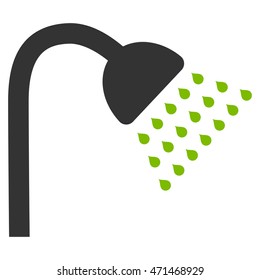 Shower icon. Vector style is bicolor flat iconic symbol, eco green and gray colors, white background.