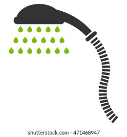 Shower icon. Vector style is bicolor flat iconic symbol, eco green and gray colors, white background.