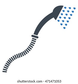 Shower icon. Vector style is bicolor flat iconic symbol with rounded angles, smooth blue colors, white background.