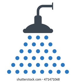 Shower icon. Vector style is bicolor flat iconic symbol with rounded angles, smooth blue colors, white background.