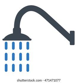 Shower icon. Vector style is bicolor flat iconic symbol with rounded angles, smooth blue colors, white background.