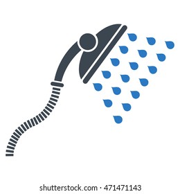 Shower icon. Vector style is bicolor flat iconic symbol with rounded angles, smooth blue colors, white background.