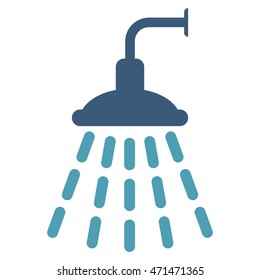 Shower icon. Vector style is bicolor flat iconic symbol with rounded angles, cyan and blue colors, white background.