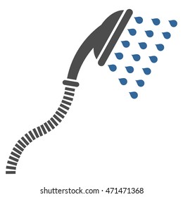 Shower icon. Vector style is bicolor flat iconic symbol with rounded angles, cobalt and gray colors, white background.