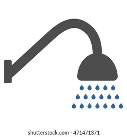 Shower icon. Vector style is bicolor flat iconic symbol with rounded angles, cobalt and gray colors, white background.