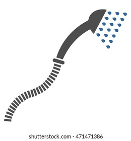Shower icon. Vector style is bicolor flat iconic symbol with rounded angles, cobalt and gray colors, white background.