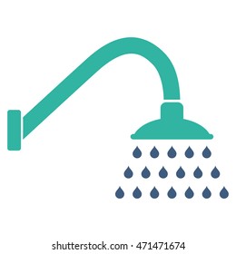 Shower icon. Vector style is bicolor flat iconic symbol with rounded angles, cobalt and cyan colors, white background.