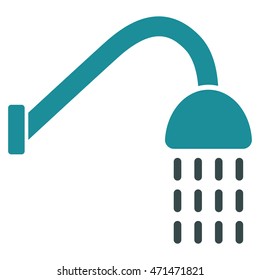 Shower icon. Vector style is bicolor flat iconic symbol with rounded angles, soft blue colors, white background.