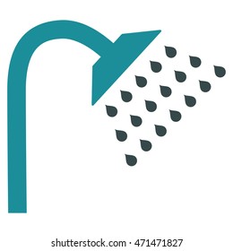 Shower icon. Vector style is bicolor flat iconic symbol with rounded angles, soft blue colors, white background.