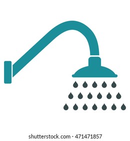 Shower icon. Vector style is bicolor flat iconic symbol with rounded angles, soft blue colors, white background.