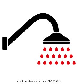 Shower icon. Vector style is bicolor flat iconic symbol with rounded angles, intensive red and black colors, white background.