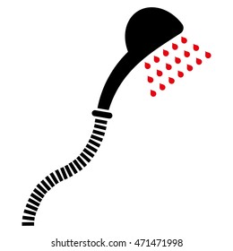 Shower icon. Vector style is bicolor flat iconic symbol with rounded angles, intensive red and black colors, white background.