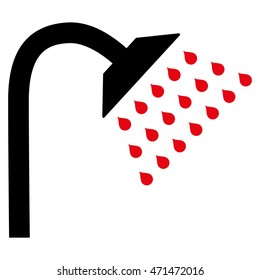 Shower icon. Vector style is bicolor flat iconic symbol with rounded angles, intensive red and black colors, white background.