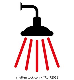 Shower icon. Vector style is bicolor flat iconic symbol with rounded angles, intensive red and black colors, white background.