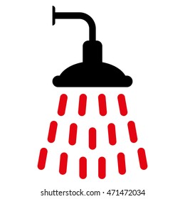 Shower icon. Vector style is bicolor flat iconic symbol with rounded angles, intensive red and black colors, white background.