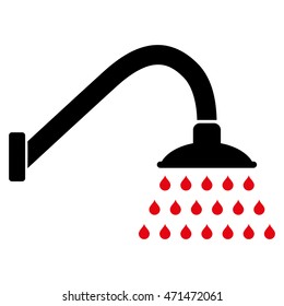 Shower icon. Vector style is bicolor flat iconic symbol with rounded angles, intensive red and black colors, white background.