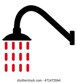 Shower icon. Vector style is bicolor flat iconic symbol with rounded angles, intensive red and black colors, white background.