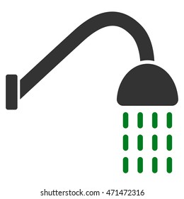 Shower icon. Vector style is bicolor flat iconic symbol with rounded angles, green and gray colors, white background.