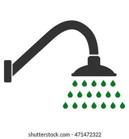 Shower icon. Vector style is bicolor flat iconic symbol with rounded angles, green and gray colors, white background.