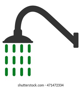 Shower icon. Vector style is bicolor flat iconic symbol with rounded angles, green and gray colors, white background.