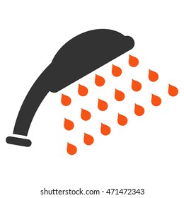 Shower icon. Vector style is bicolor flat iconic symbol with rounded angles, orange and gray colors, white background.