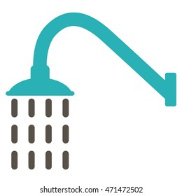Shower icon. Vector style is bicolor flat iconic symbol with rounded angles, grey and cyan colors, white background.