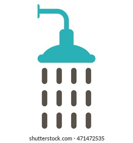 Shower icon. Vector style is bicolor flat iconic symbol with rounded angles, grey and cyan colors, white background.