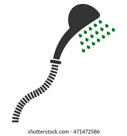 Shower icon. Vector style is bicolor flat iconic symbol with rounded angles, green and gray colors, white background.