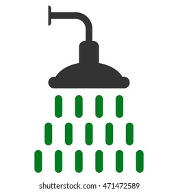 Shower icon. Vector style is bicolor flat iconic symbol with rounded angles, green and gray colors, white background.
