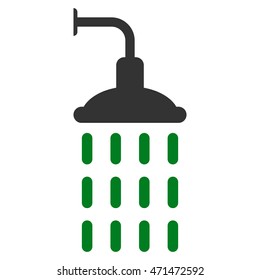 Shower icon. Vector style is bicolor flat iconic symbol with rounded angles, green and gray colors, white background.