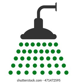 Shower icon. Vector style is bicolor flat iconic symbol with rounded angles, green and gray colors, white background.
