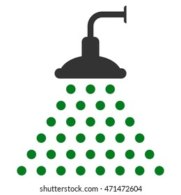 Shower icon. Vector style is bicolor flat iconic symbol with rounded angles, green and gray colors, white background.