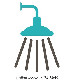 Shower icon. Vector style is bicolor flat iconic symbol with rounded angles, grey and cyan colors, white background.