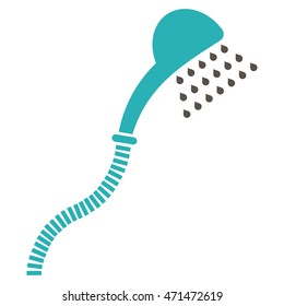 Shower icon. Vector style is bicolor flat iconic symbol with rounded angles, grey and cyan colors, white background.