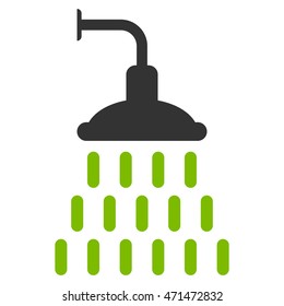 Shower icon. Vector style is bicolor flat iconic symbol with rounded angles, eco green and gray colors, white background.