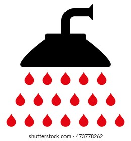 Shower icon. Vector style is bicolor flat iconic symbol, intensive red and black colors, white background.