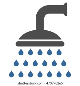 Shower icon. Vector style is bicolor flat iconic symbol, cobalt and gray colors, white background.