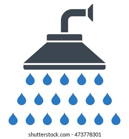 Shower icon. Vector style is bicolor flat iconic symbol, smooth blue colors, white background.