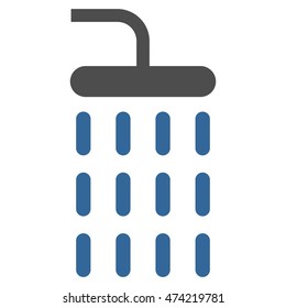 Shower icon. Vector style is bicolor flat iconic symbol, cobalt and gray colors, white background.
