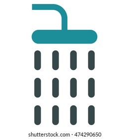 Shower icon. Vector style is bicolor flat iconic symbol, soft blue colors, white background.