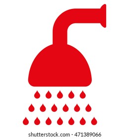 Shower icon. Vector style is flat iconic symbol, red color, white background.