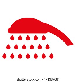 Shower icon. Vector style is flat iconic symbol, red color, white background.