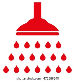Shower icon. Vector style is flat iconic symbol, red color, white background.