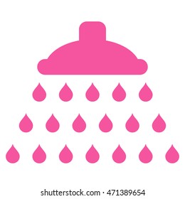 Shower icon. Vector style is flat iconic symbol, pink color, white background.