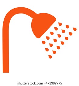 Shower icon. Vector style is flat iconic symbol, orange color, white background.