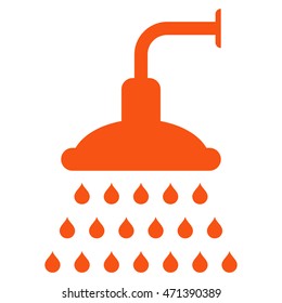 Shower icon. Vector style is flat iconic symbol, orange color, white background.