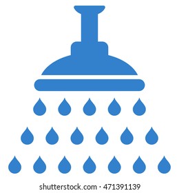 Shower icon. Vector style is flat iconic symbol, cobalt color, white background.