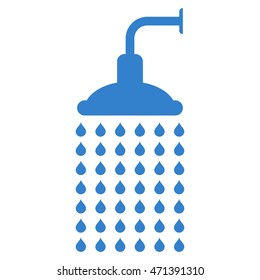 Shower icon. Vector style is flat iconic symbol, cobalt color, white background.