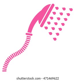 Shower icon. Vector style is flat iconic symbol with rounded angles, pink color, white background.