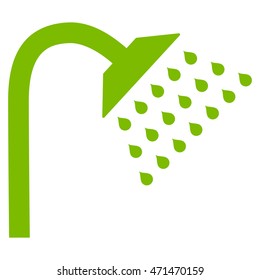 Shower icon. Vector style is flat iconic symbol with rounded angles, eco green color, white background.